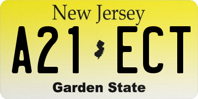 NJ license plate A21ECT