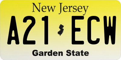 NJ license plate A21ECW