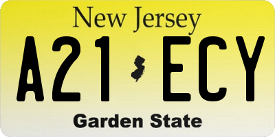 NJ license plate A21ECY