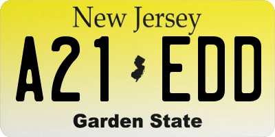 NJ license plate A21EDD
