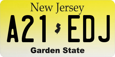NJ license plate A21EDJ