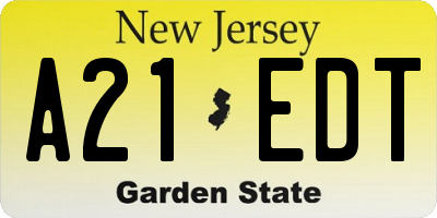 NJ license plate A21EDT