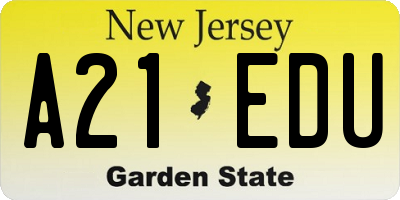 NJ license plate A21EDU