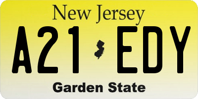 NJ license plate A21EDY