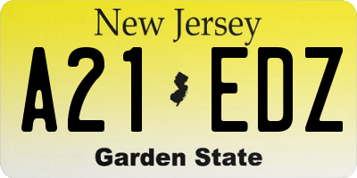 NJ license plate A21EDZ