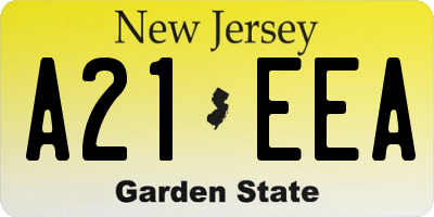 NJ license plate A21EEA