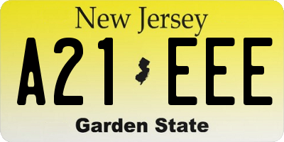 NJ license plate A21EEE