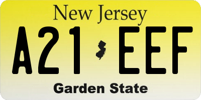 NJ license plate A21EEF