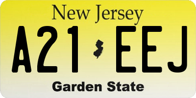 NJ license plate A21EEJ