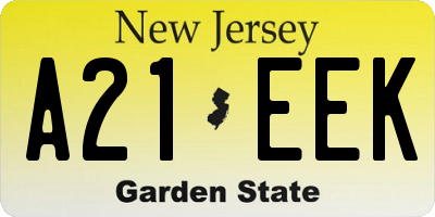 NJ license plate A21EEK