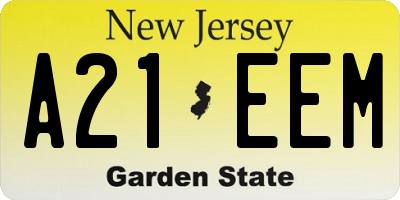 NJ license plate A21EEM