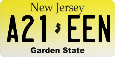 NJ license plate A21EEN