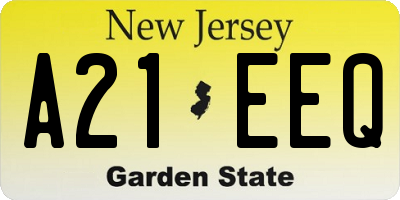NJ license plate A21EEQ