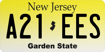 NJ license plate A21EES