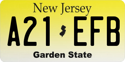 NJ license plate A21EFB