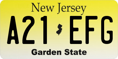 NJ license plate A21EFG
