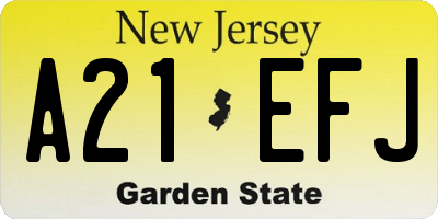 NJ license plate A21EFJ