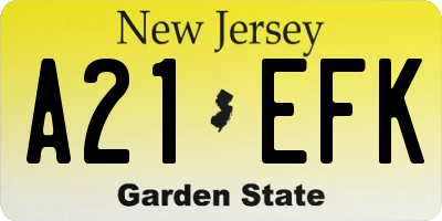 NJ license plate A21EFK