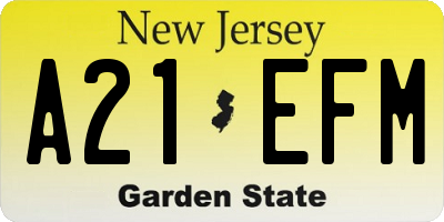 NJ license plate A21EFM