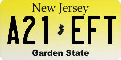 NJ license plate A21EFT