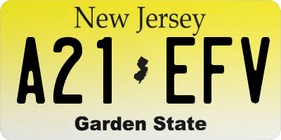 NJ license plate A21EFV