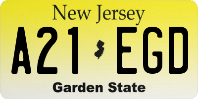 NJ license plate A21EGD