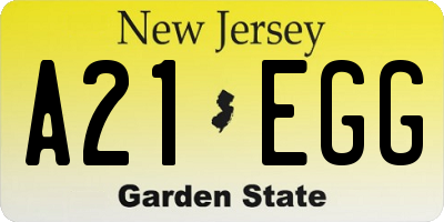 NJ license plate A21EGG