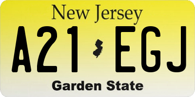 NJ license plate A21EGJ