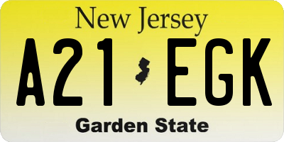 NJ license plate A21EGK