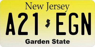 NJ license plate A21EGN