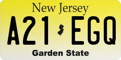 NJ license plate A21EGQ