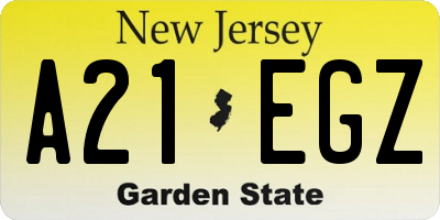 NJ license plate A21EGZ