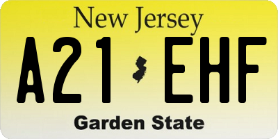 NJ license plate A21EHF
