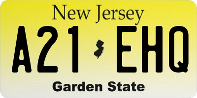 NJ license plate A21EHQ