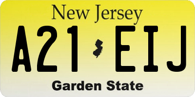 NJ license plate A21EIJ