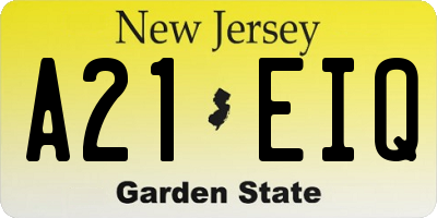 NJ license plate A21EIQ