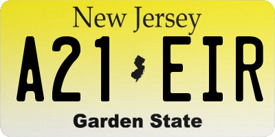 NJ license plate A21EIR