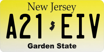 NJ license plate A21EIV