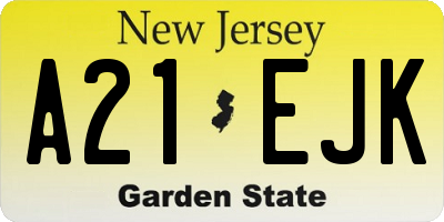 NJ license plate A21EJK