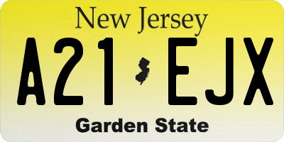 NJ license plate A21EJX