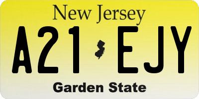 NJ license plate A21EJY