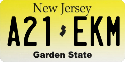 NJ license plate A21EKM