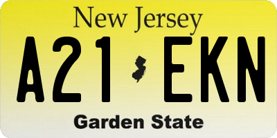 NJ license plate A21EKN