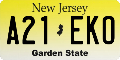 NJ license plate A21EKO