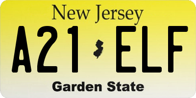 NJ license plate A21ELF
