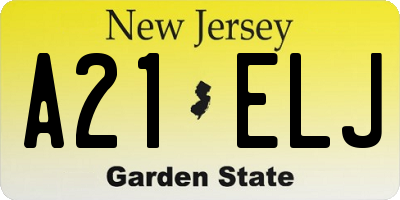 NJ license plate A21ELJ