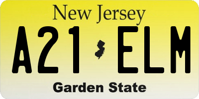 NJ license plate A21ELM