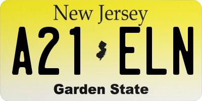 NJ license plate A21ELN