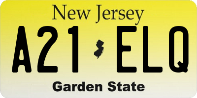 NJ license plate A21ELQ
