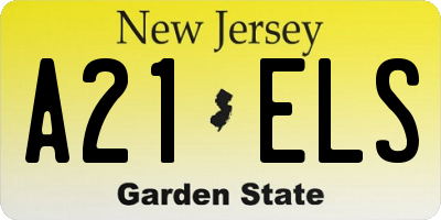 NJ license plate A21ELS